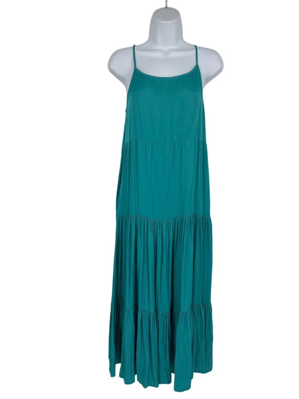 Joie Teal Tiered Maxi Dress With Adjustable Spaghetti Straps Women's Size S